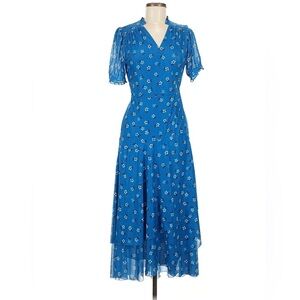 NWT Draper James Blue Aster Naomi Wrap Dress Originally   $165